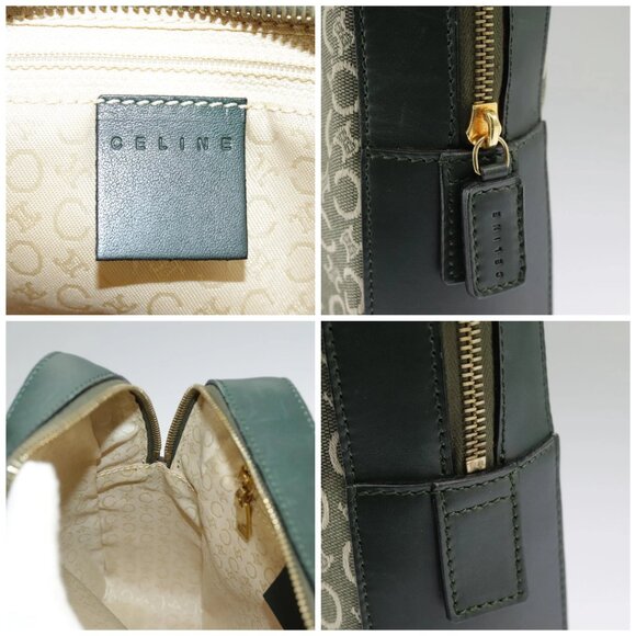 Auth CELINE C Macadam Canvas Hand Bag Gray Gold - Picture 12 of 15